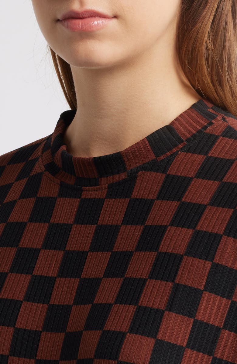 Dressed in Lala Leveled Up Ribbed Oversize T-Shirt & High Waist Pants Set, Alternate, color, Brown/ Black