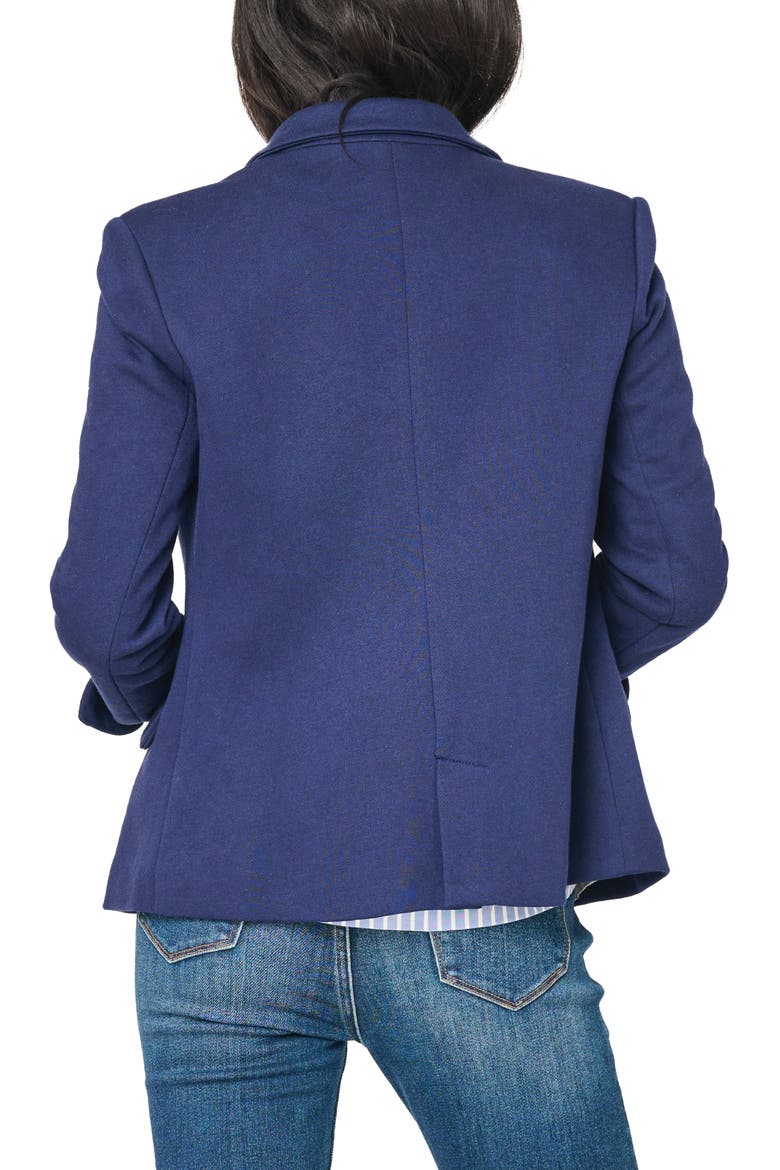 Double Breasted Cotton Blend Blazer, Alternate, color, NAVY PEACOAT