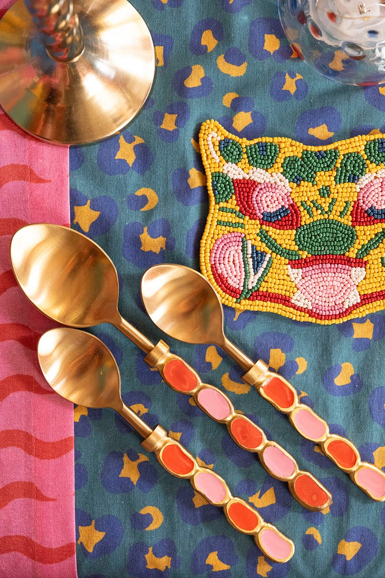 Rampur Steel Dessert Spoon Set of 4, Alternate, color, Gold