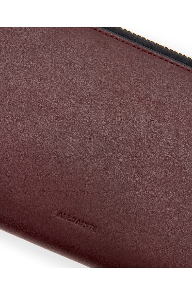AllSaints Leather Travel Wallet, Alternate, color, Dark Red