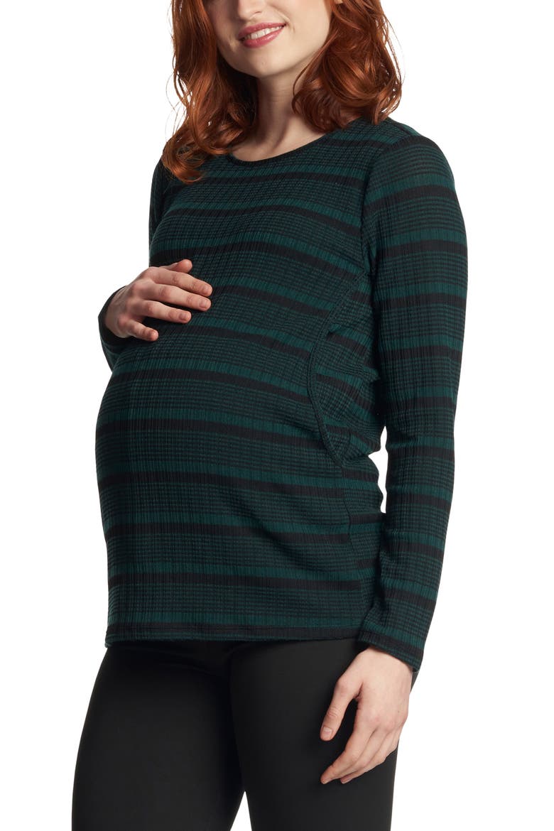 Ashley Stripe Maternity/Nursing Top, Main, color, HUNTER STRIPE