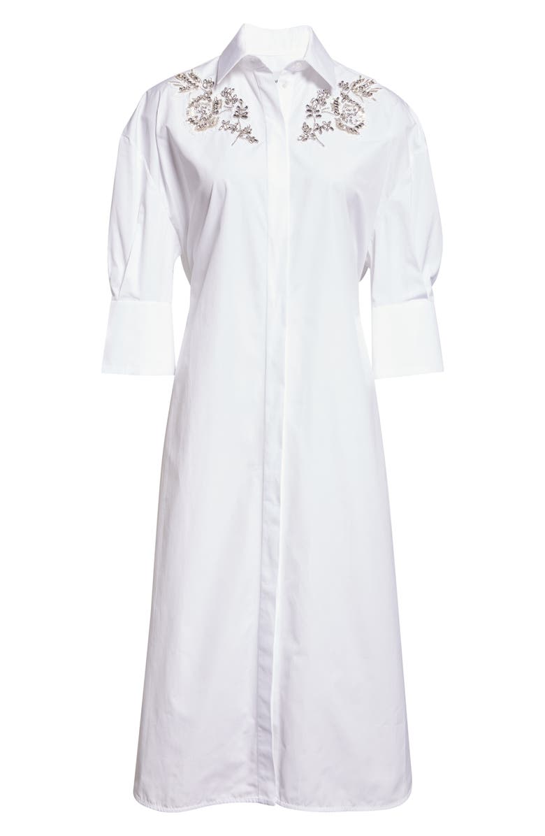 Erdem Embellished Cotton Poplin Shirtdress, Main, color, White