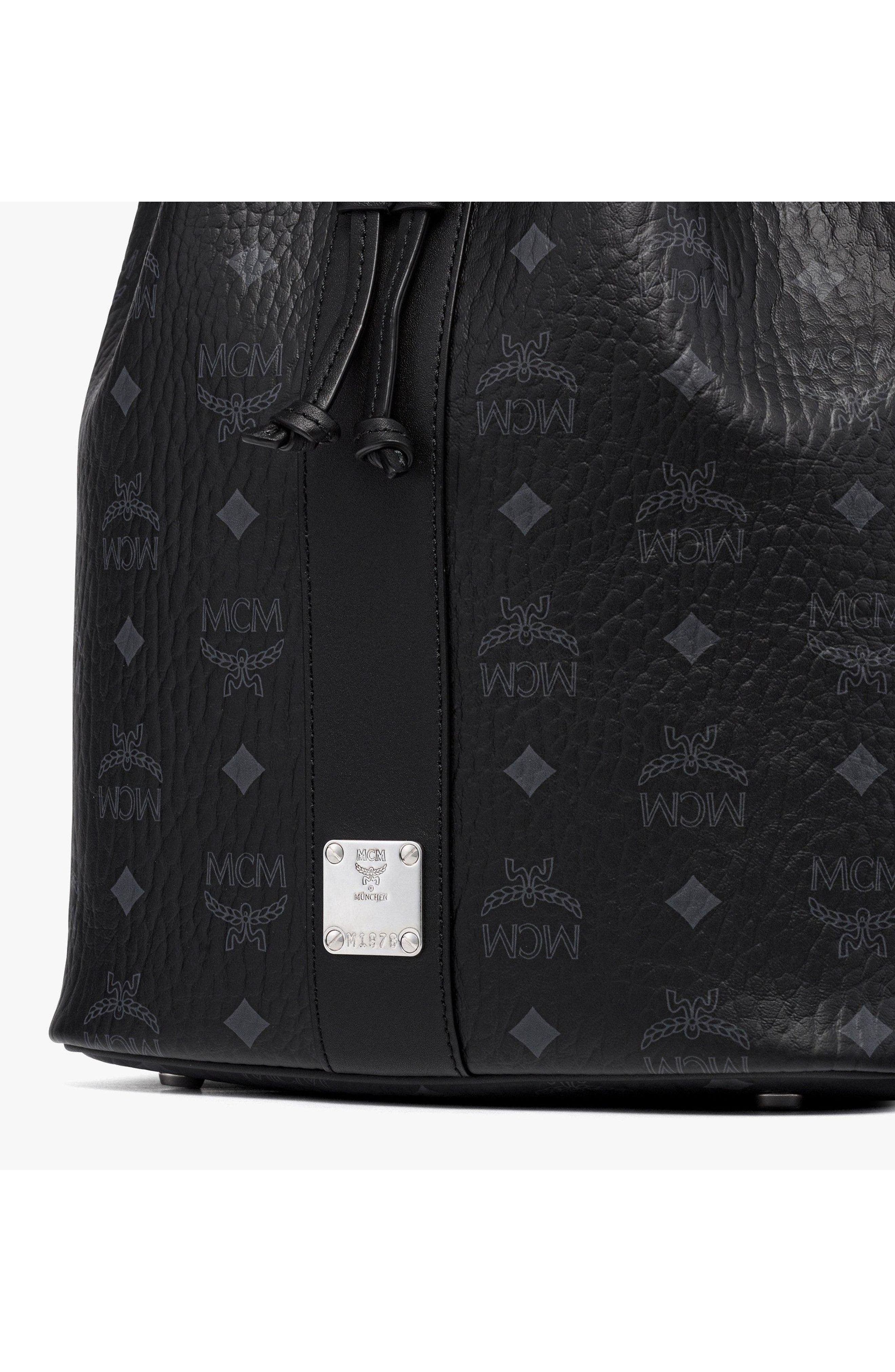 Medium Dessau Drawstring Bag in Visetos, Alternate, color, Black