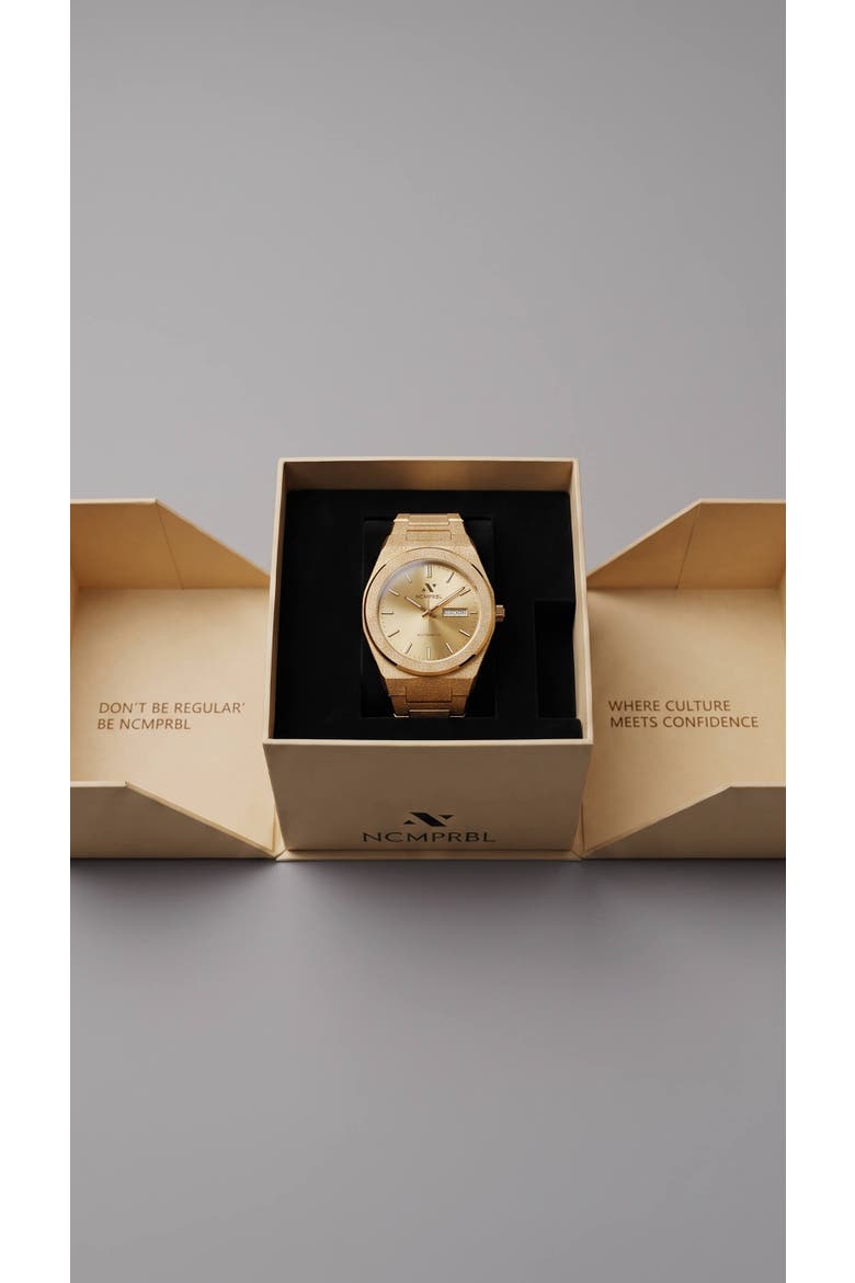 Ascend Givré 40MM Automatic Link Watch In Frosted Champagne Gold, Alternate, color, Rich Frosted Yellow Gold