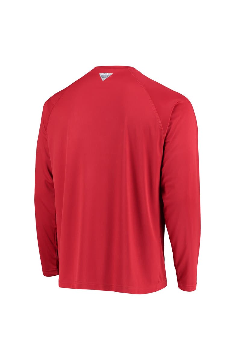 Columbia Men's Columbia Scarlet Ohio State Buckeyes Terminal Tackle Omni-Shade Raglan Long Sleeve T-Shirt, Alternate, color, Scarlet