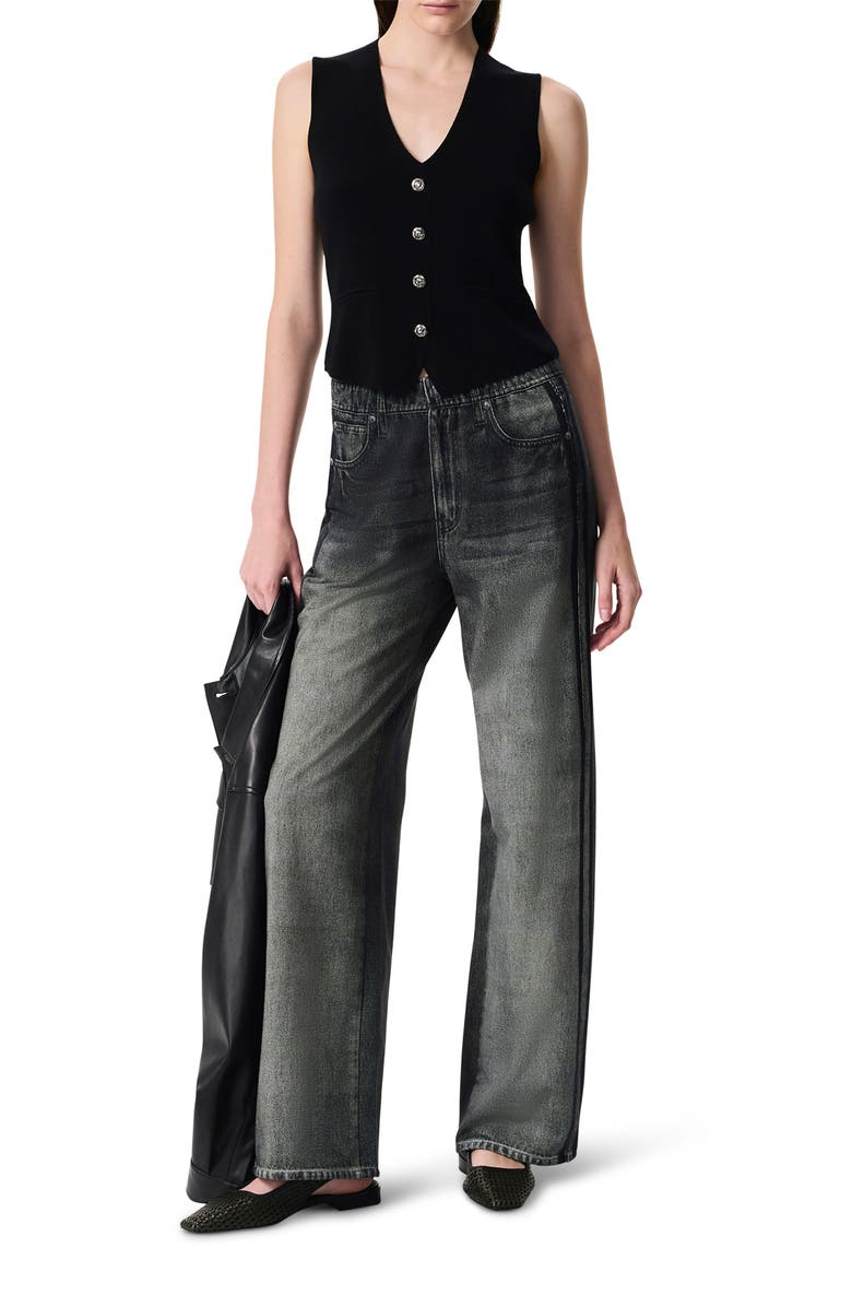 rag
bone Miramar Track Stripe Cotton Terry Sweatpant Jeans, Alternate, color, Washed Black