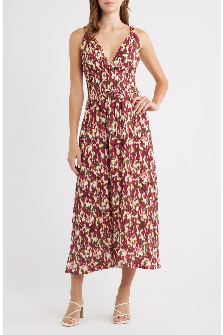 Marciana Smocked Waist Maxi Sundress, Main, color, CARDINAL FLORAL