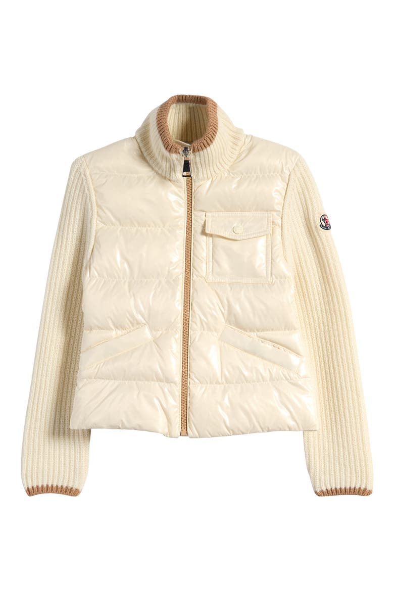 Kids' Quilted Down & Wool Knit Cardigan, Main, color, WHITE