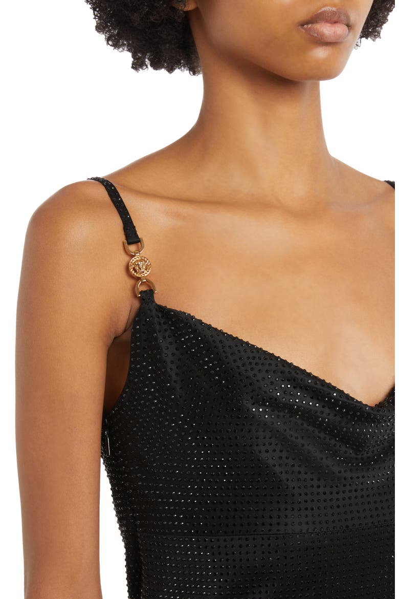 Beaded Cowl Neck Cocktail Dress, Alternate, color, BLACK