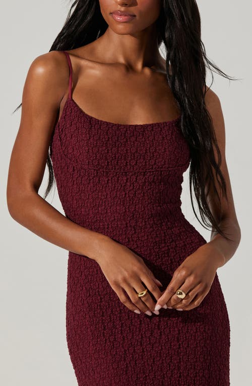 Astr The Label Renaisse Open Stitch Cotton Blend Dress In Burgundy
