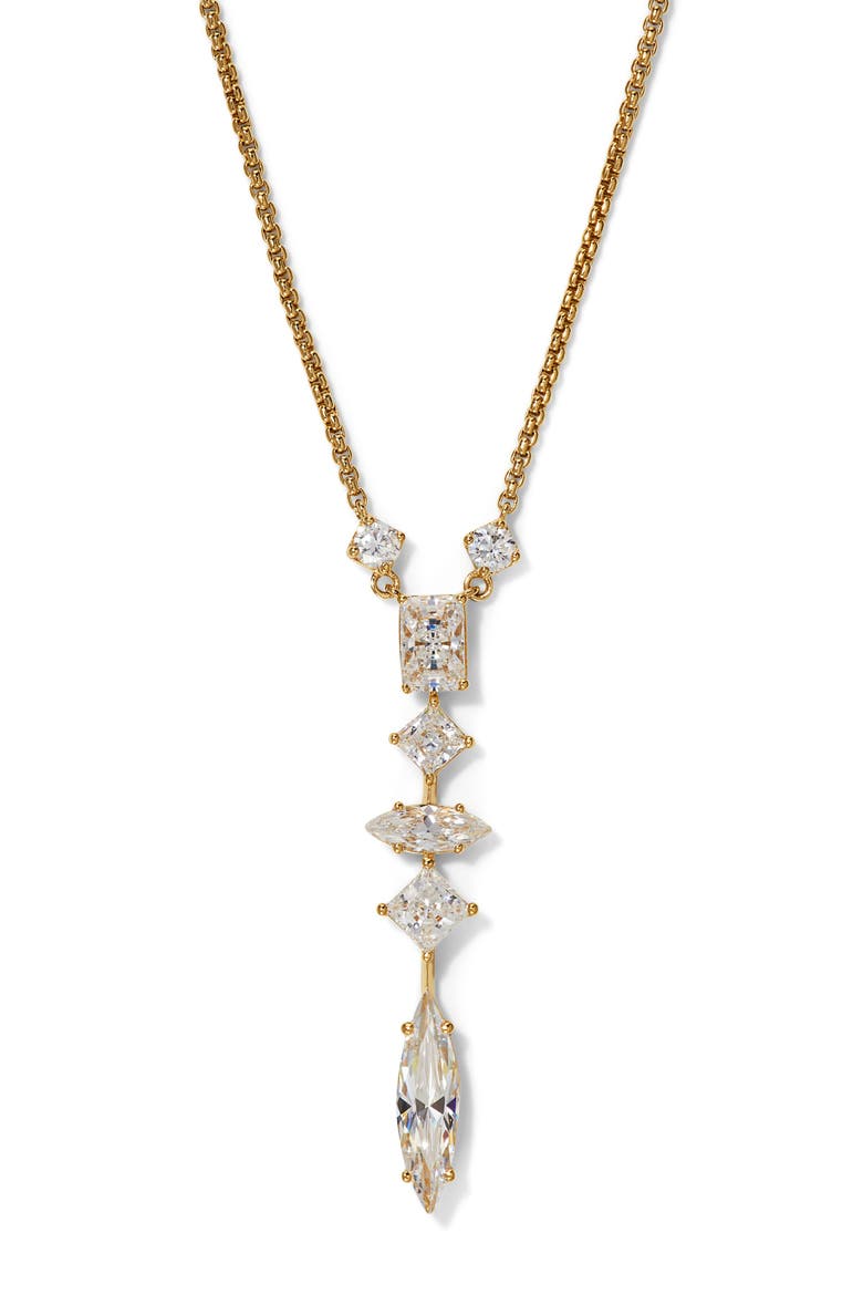 Short Cubic Zirconia Y-Necklace, Main, color, GOLD