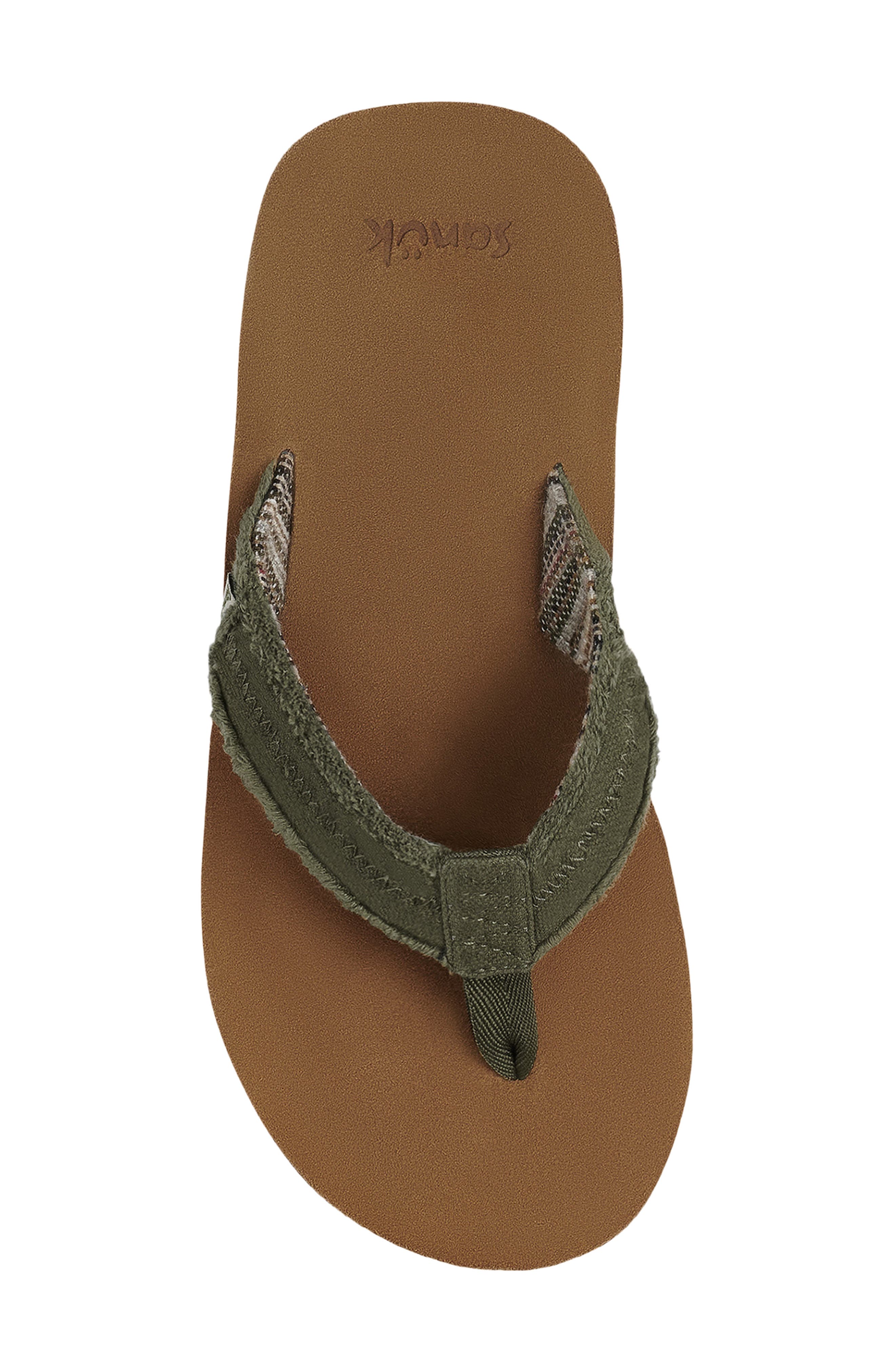 Fraid Not Flip Flop, Alternate, color, DARK OLIVE