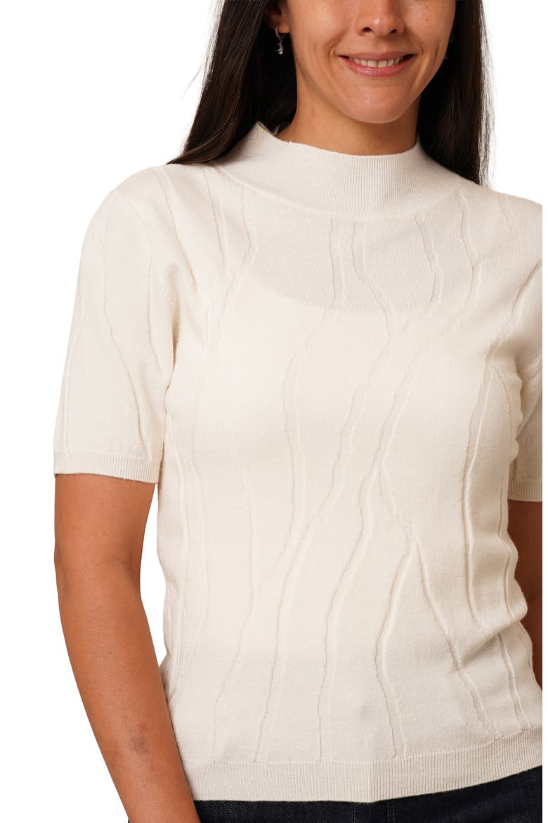 Intarsia Short Sleeve Sweater, Alternate, color, CREAM