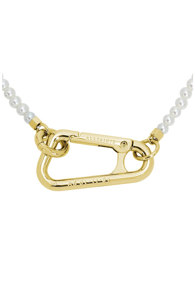 Imitation Pearl Carabiner Collar Necklace, Alternate, color, GOLD