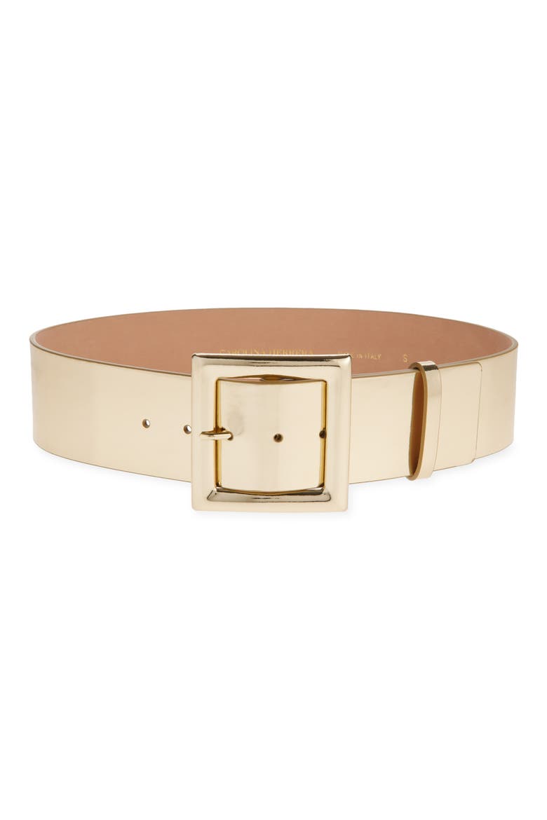 Icon Metallic Leather Belt, Main, color, GOLD