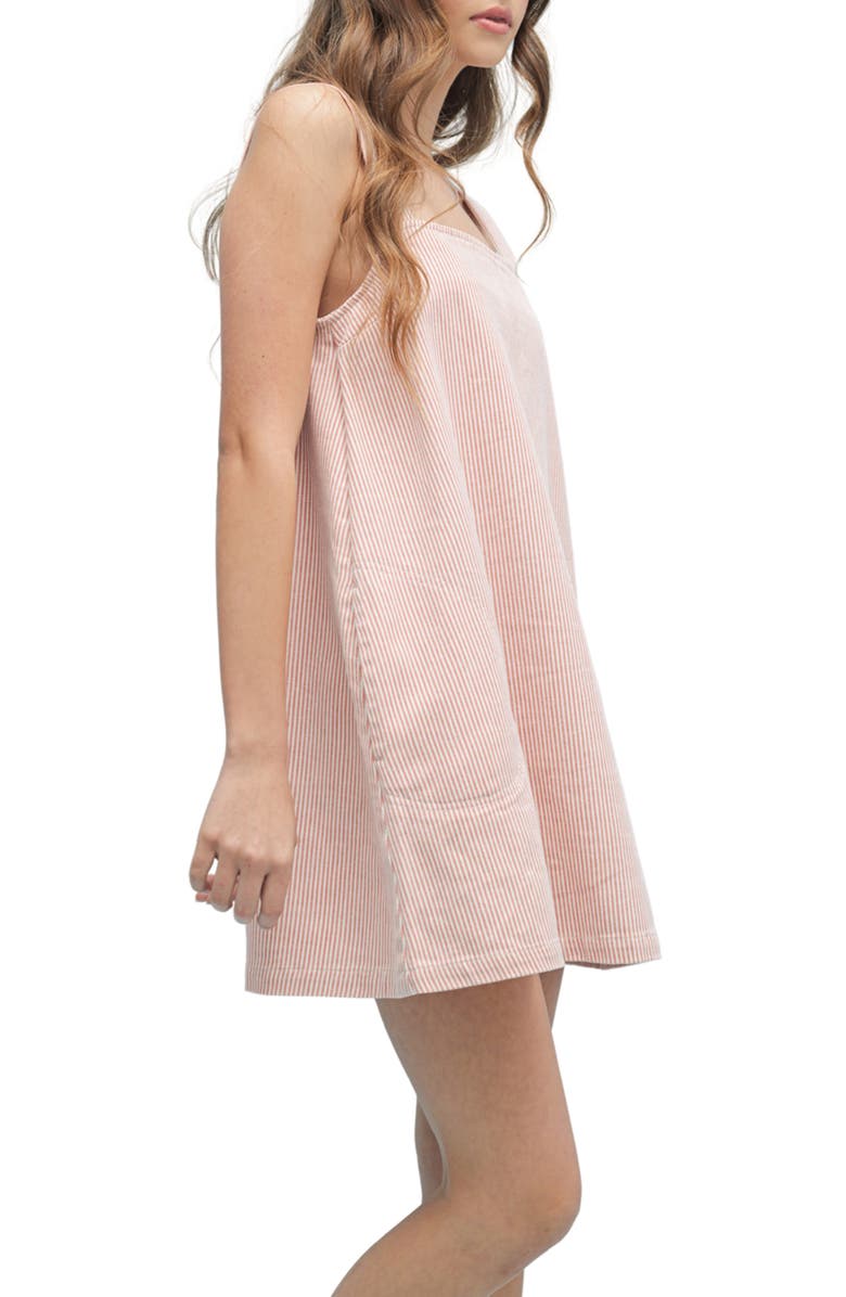 WISHLIST Denim Stripe A-Line Minidress, Alternate, color, Cherry/ White