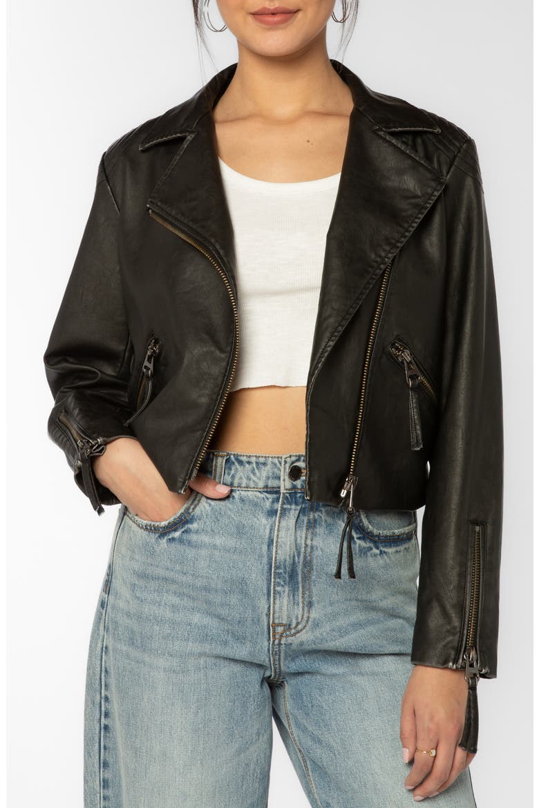 Kenwood Faux Leather Moto Jacket, Main, color, BLACK
