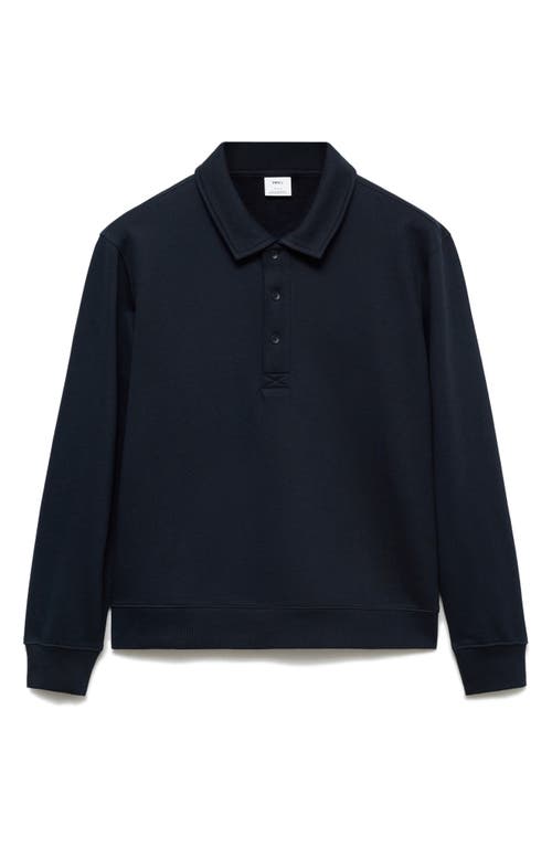 Mango Cotton Blend Polo Sweatshirt In Dark Navy