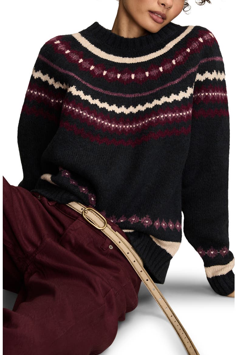 Fair Isle Crewneck Sweater, Alternate, color, BLACK IRIS