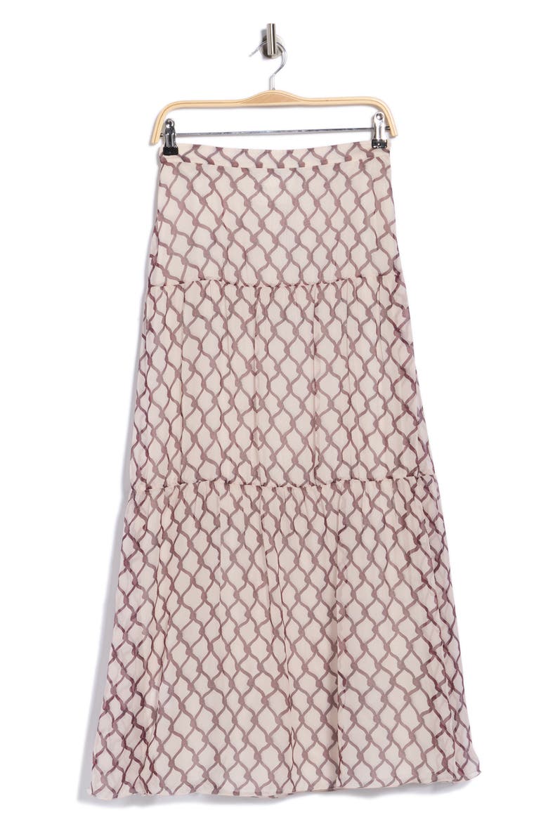 Tiered Silk Maxi Skirt, Alternate, color, BURGUNDY
