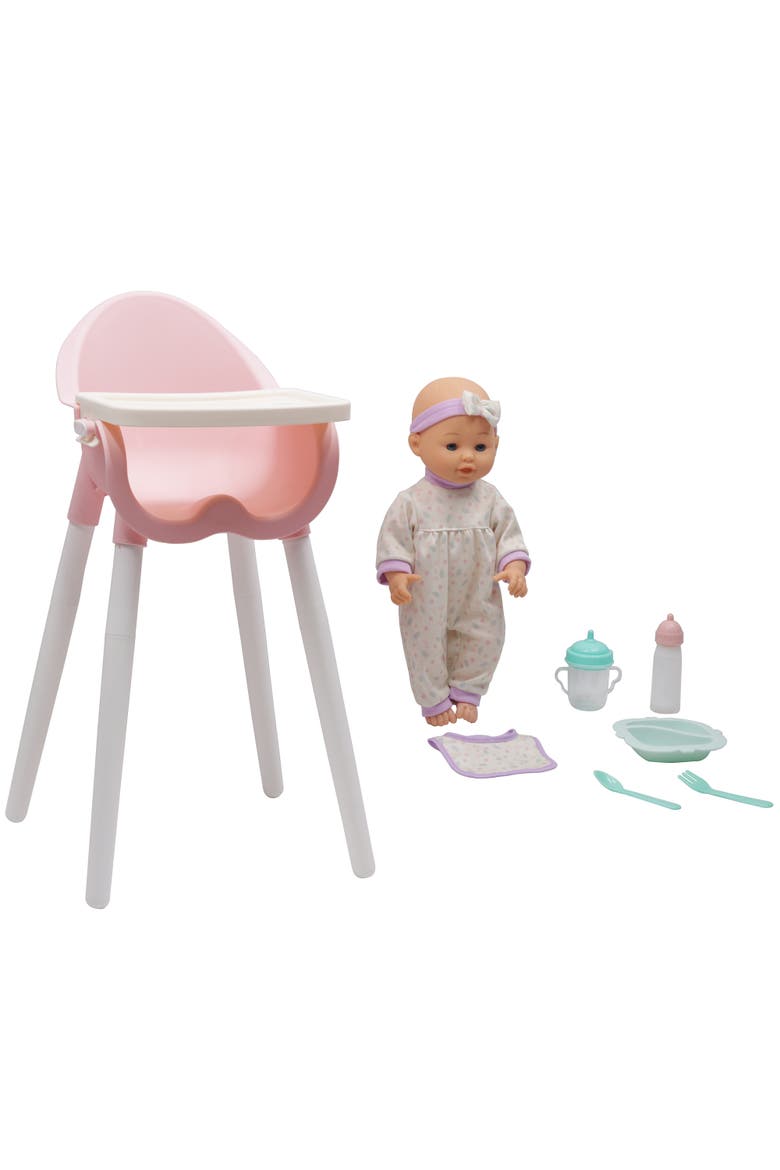 14" Baby Doll & High Chair Playset, Alternate, color, Multicolored