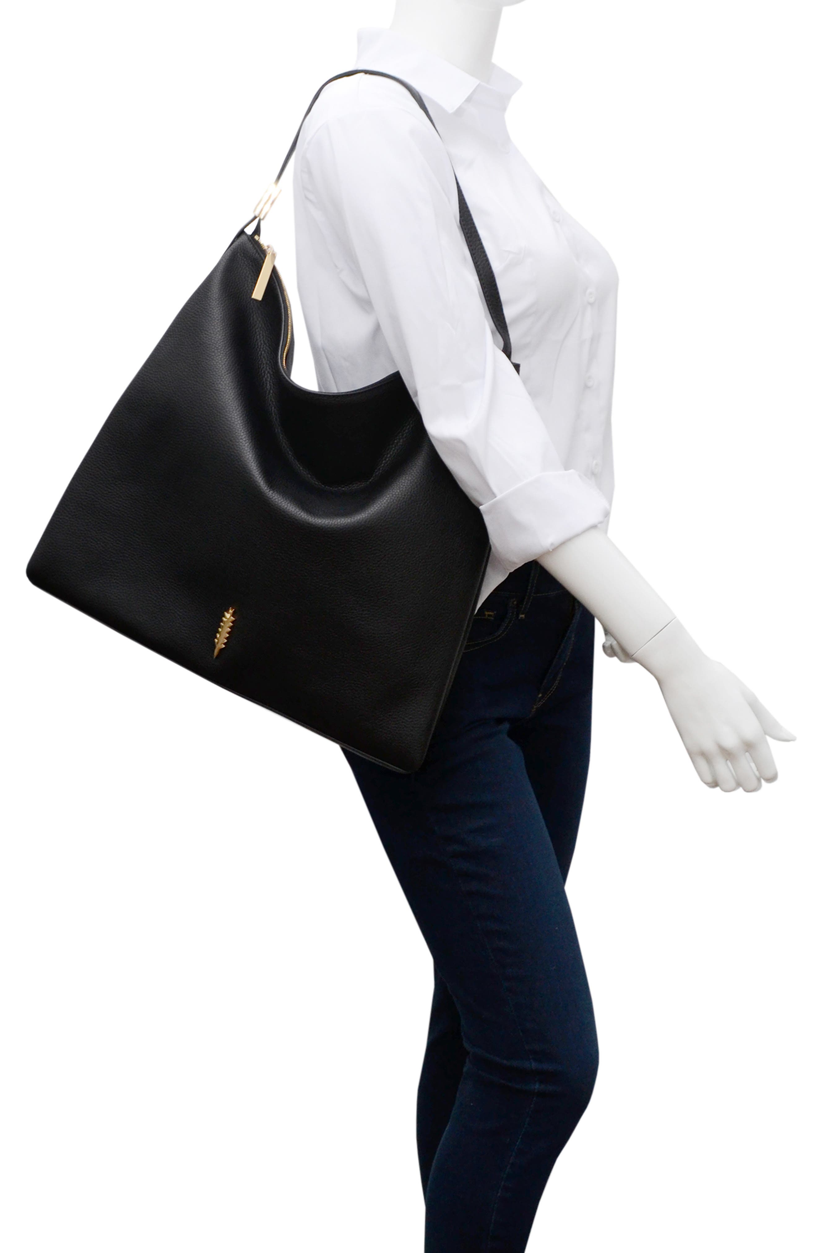 Thacker Gina Leather Shoulder Bag, Alternate, color, Black