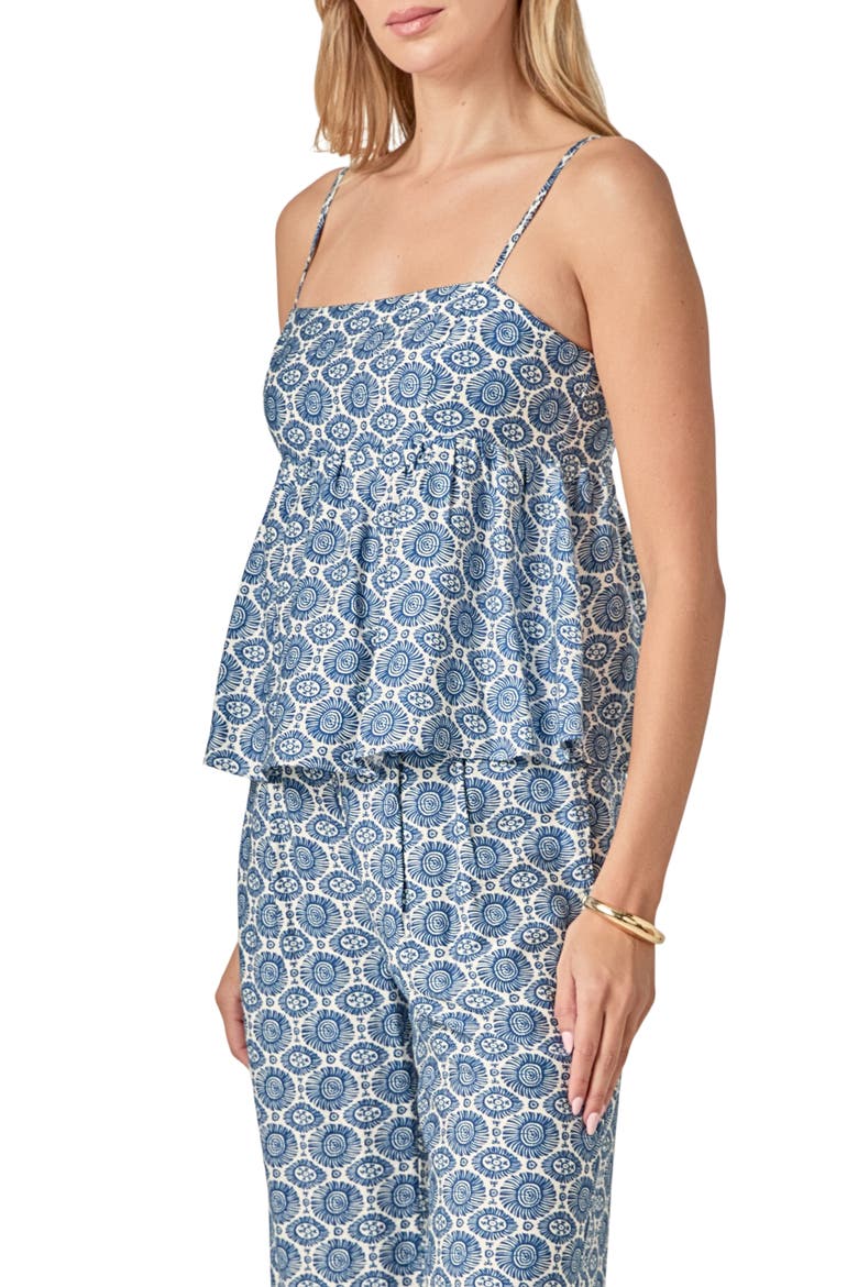 Allover Print Babydoll Top, Alternate, color, NAVY/WHITE