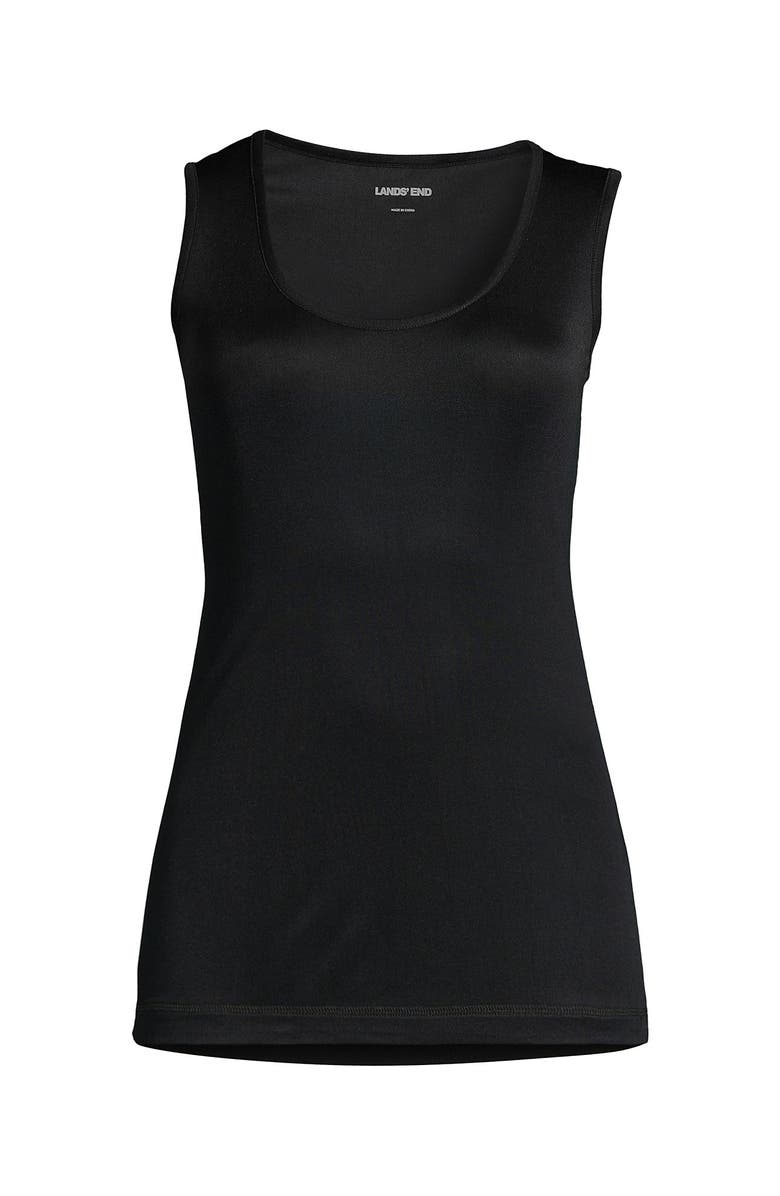 Lands' End Petite Silk Interlock Thermal Long Underwear Base Layer Tank Top, Alternate, color, Black