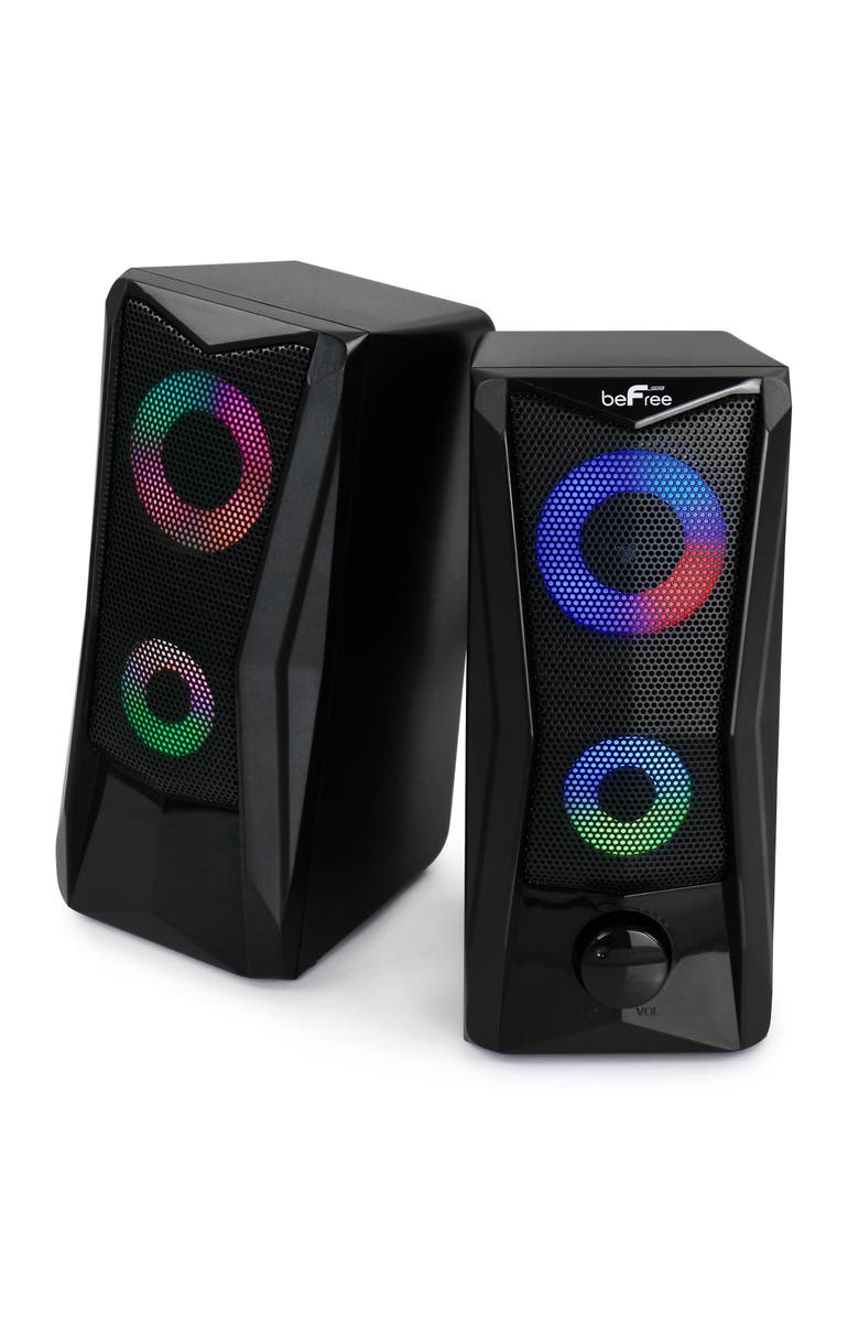 Befree Sound Computer Gaming Speakers with Color LED RGB Lights, Alternate, color, Black