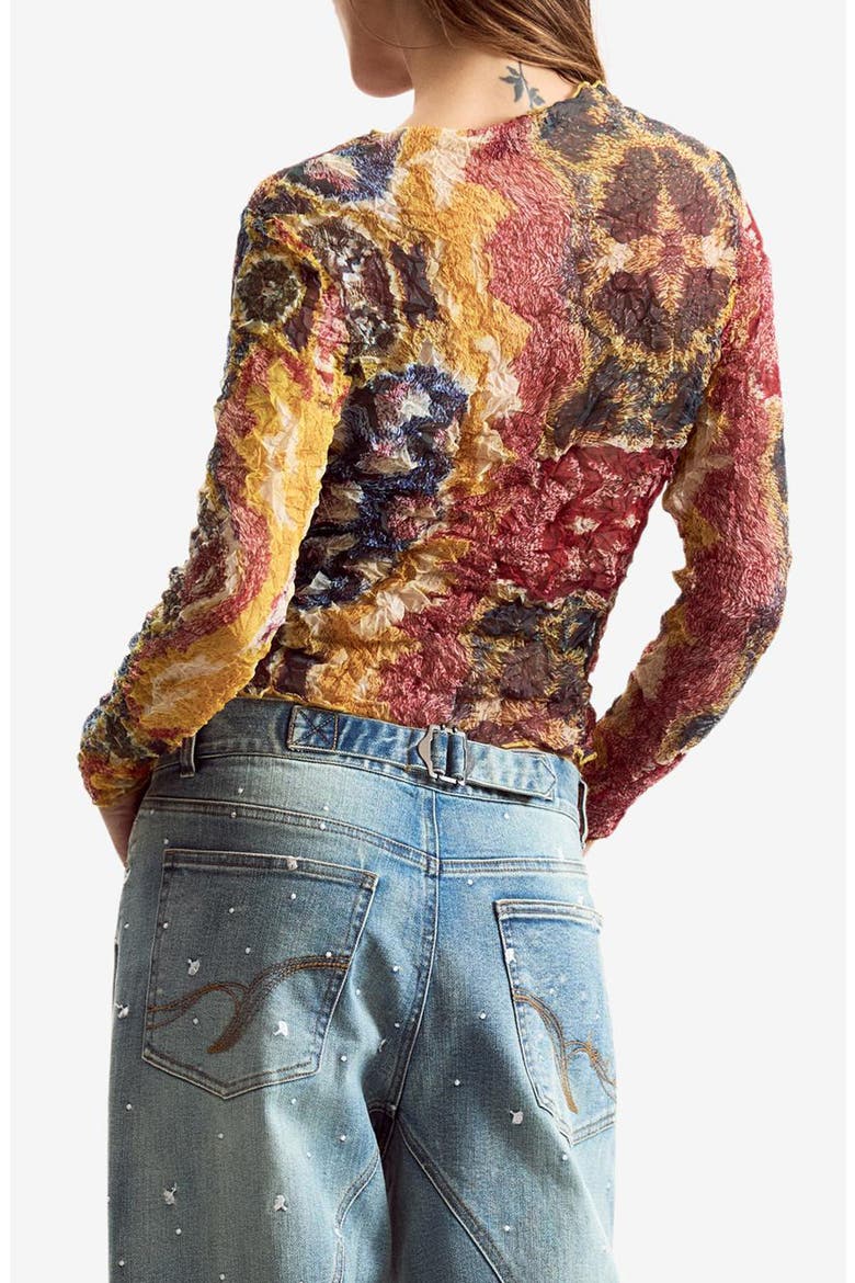 Abstract Print Long Sleeve Shirt, Alternate, color, YELLOW