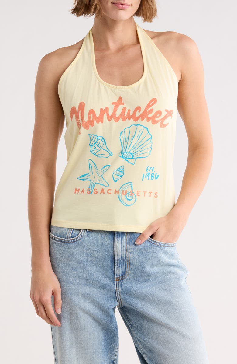 Vinyl Icons Nantucket Graphic Halter Top, Main, color, Yellow