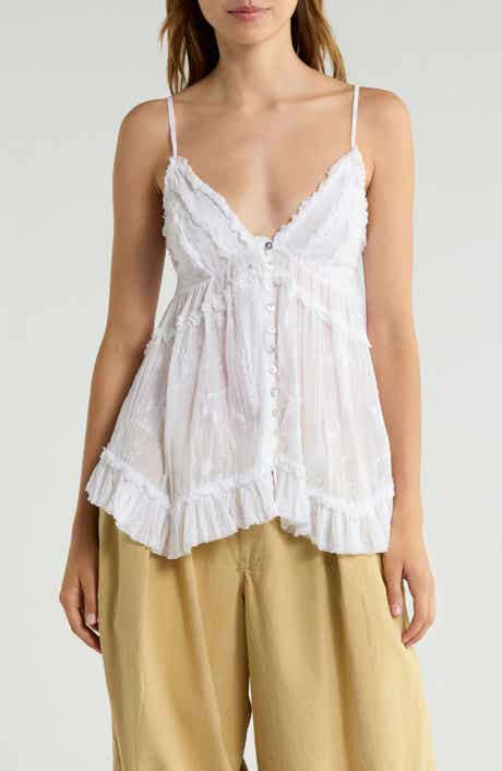 Clara Embroidered & Ruffle Trim Camisole