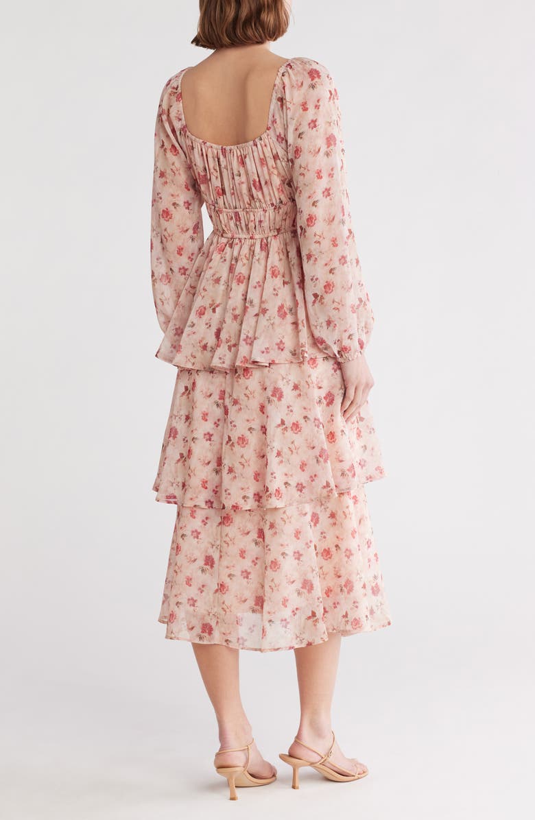 Lush Long Sleeve Tiered Midi Dress, Alternate, color,