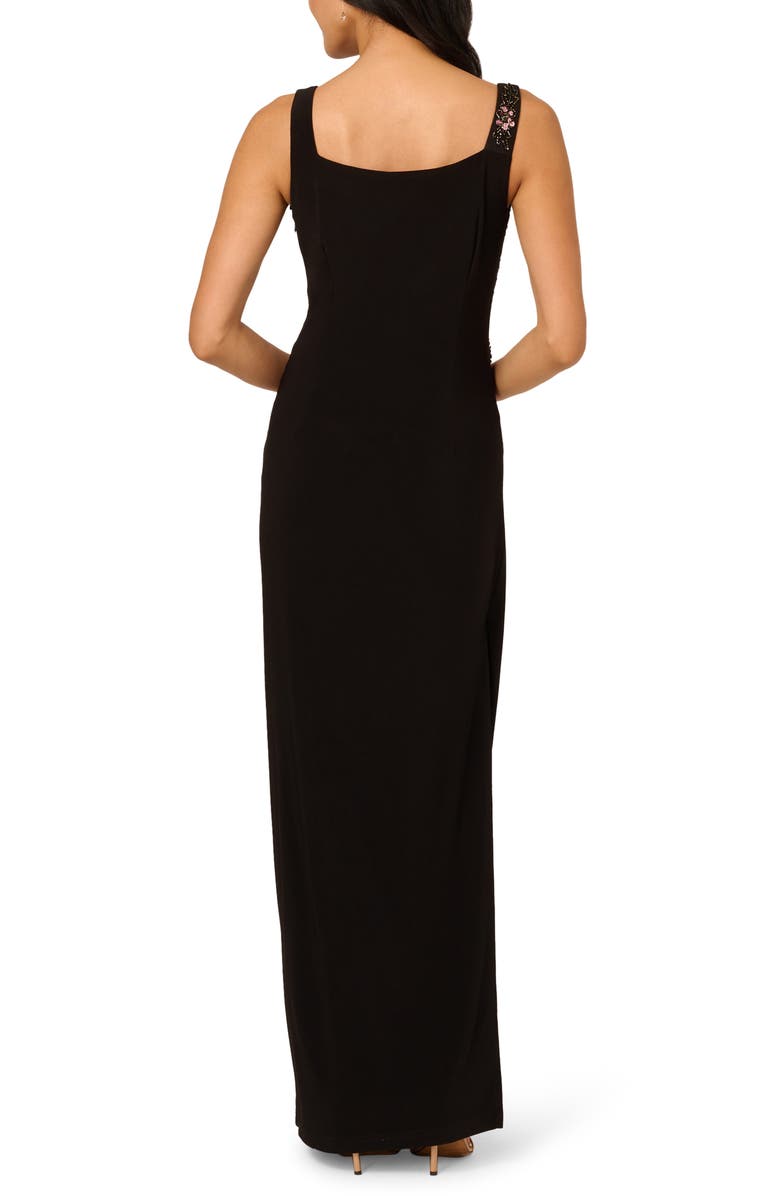 Adrianna Papell Beaded Jersey Evening Gown, Alternate, color, Black Multi