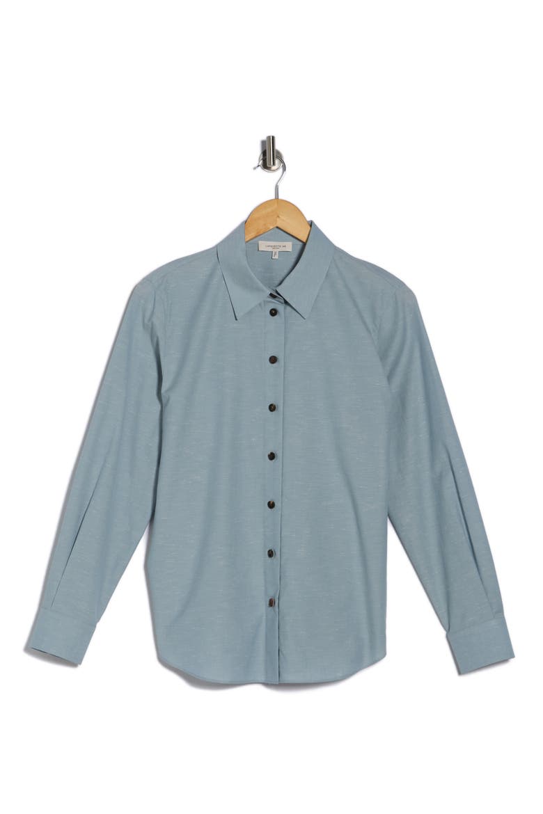 Slub Cotton Button-Up Shirt, Main, color, VENETIAN SKY MELANGE