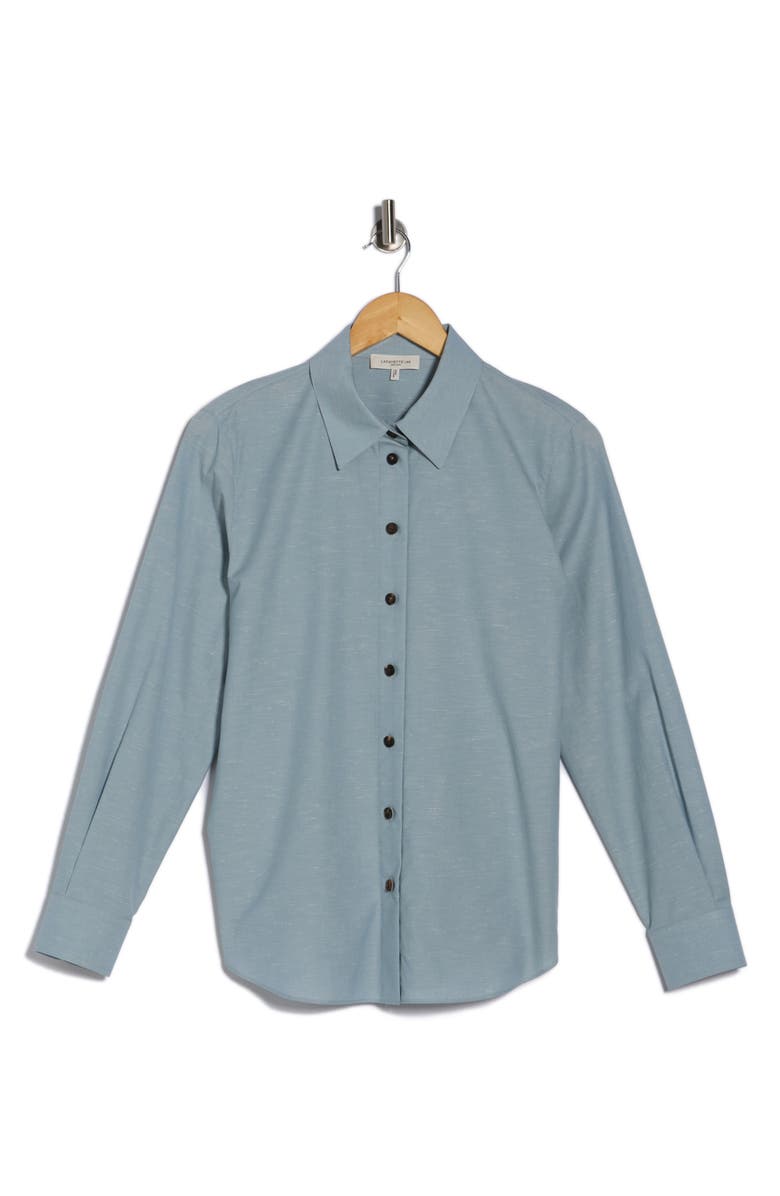 Lafayette 148 New York Slub Cotton Button-Up Shirt, Main, color, 