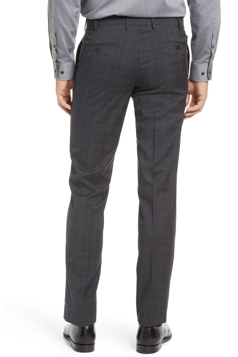 Curtis Plaid Flat Front Slim Fit Wool Dress Pants, Alternate, color, CHARCOAL