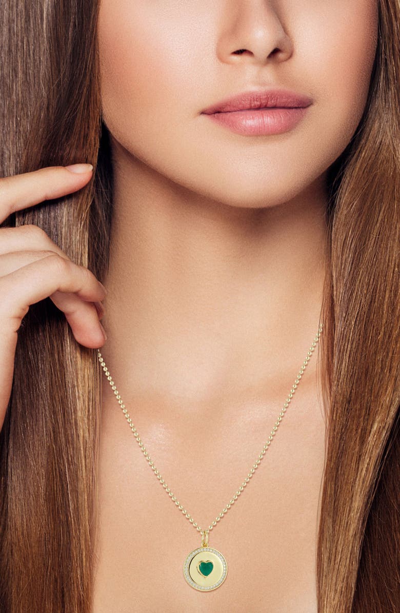 GLAZE JEWELRY Disc Heart Pendant Necklace, Alternate, color, Gold