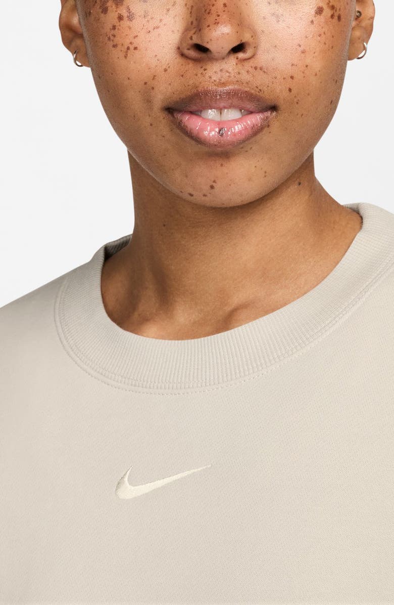 Nike Phoenix Fleece Oversize Crewneck Sweatshirt, Alternate, color, Light Ore Wood Brown/ Sail