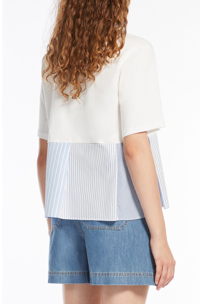 Bird Mixed Media Asymmetric Cotton Top, Alternate, color, WHITE