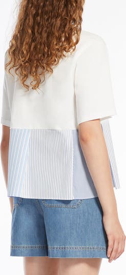 Weekend Max Mara Bird Mixed Media Asymmetric Cotton Top