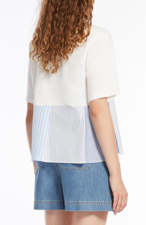 Weekend Max Mara Bird Mixed Media Asymmetric Cotton Top In White