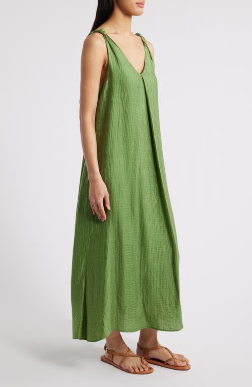 Frnch Lauria Twist Strap Texture Maxi Dress In Vert