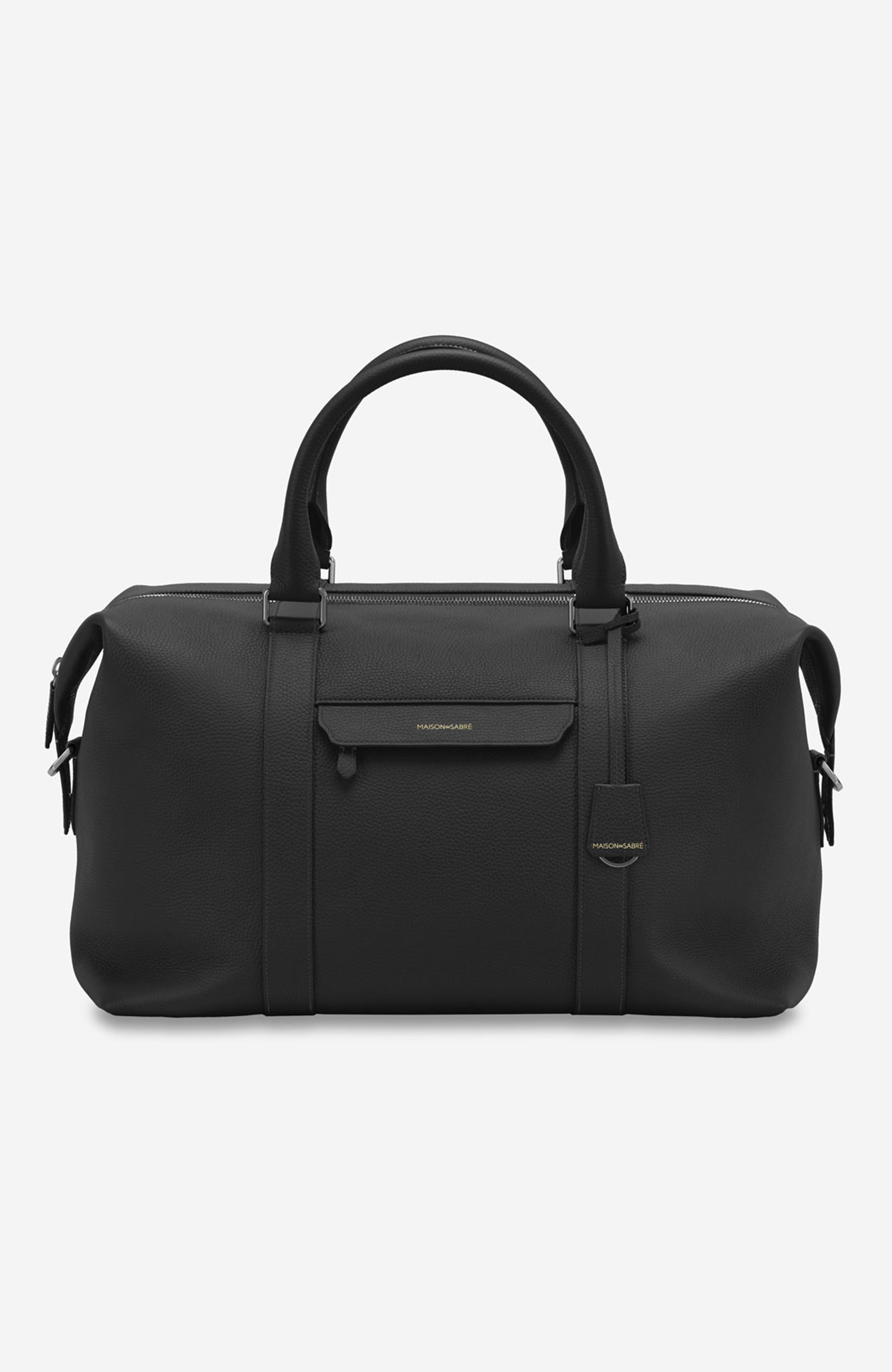 MAISON de SABRÉ Leather Duffle Bag, Main, color, Black Caviar