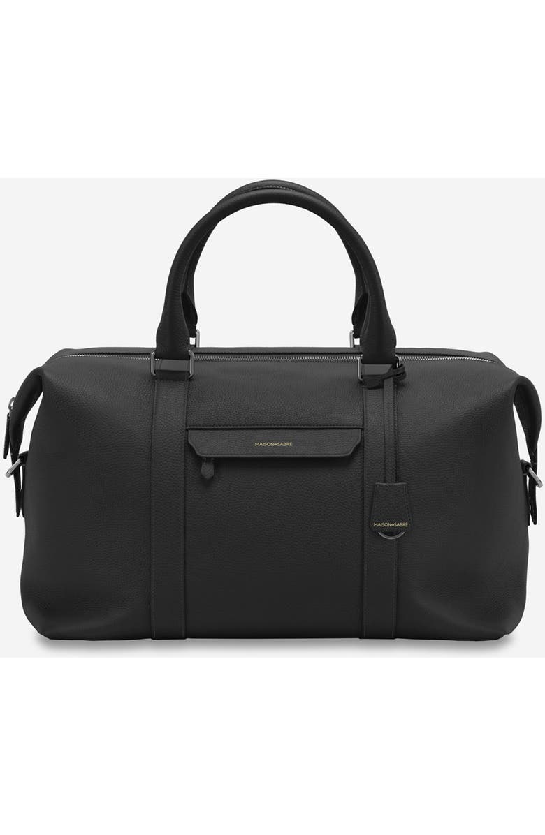 MAISON de SABRÉ Leather Duffle Bag, Main, color, Black Caviar
