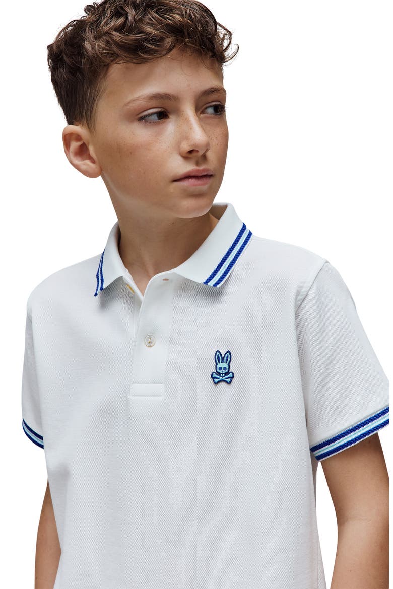 Kids' Clark Piqué Polo, Alternate, color, WHITE