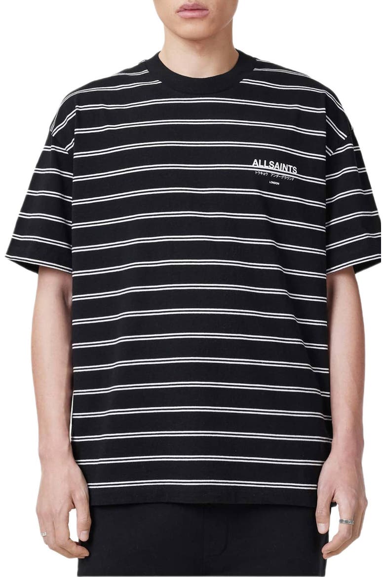 Underground Stripe T-Shirt, Main, color, JET BLACK / CHALK WHITE