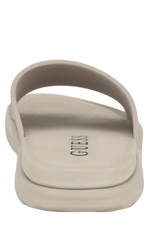 Guess Magaria Slide Sandal In Light Grey Logo Multi