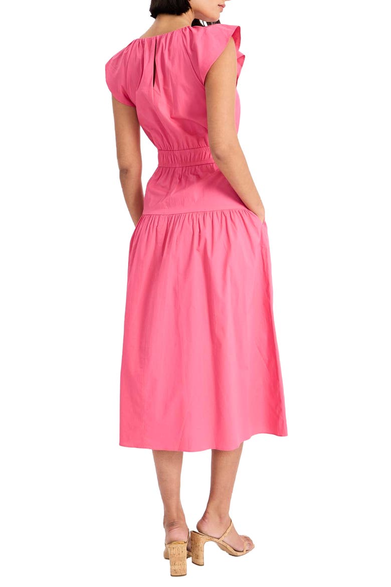 Stretch Cotton Tiered Midi Dress, Alternate, color, PINK FLAMBE