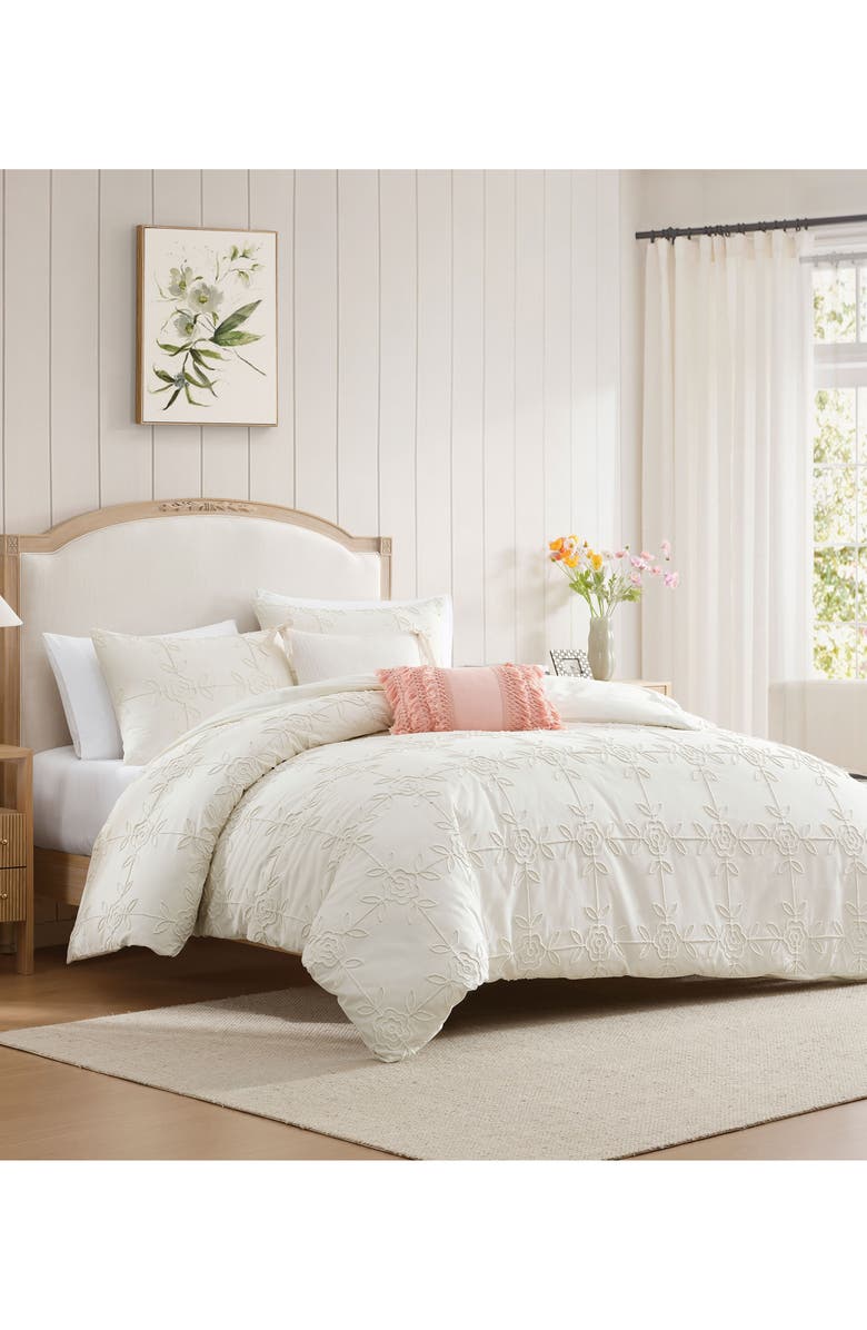 Peri Home Trellis Rose Comforter & Pillow Shams Set, Alternate, color, Ivory